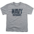 NAVY/HUSBAND - S/S YOUTH 18/1 - ATHLETIC HEATHER