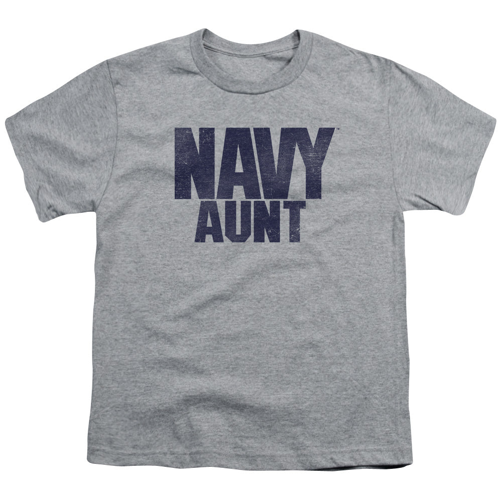 NAVY/AUNT - S/S YOUTH 18/1 - ATHLETIC HEATHER