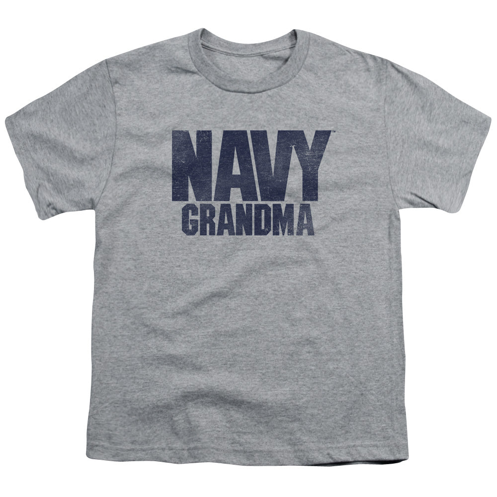 NAVY/GRANDMA - S/S YOUTH 18/1 - ATHLETIC HEATHER