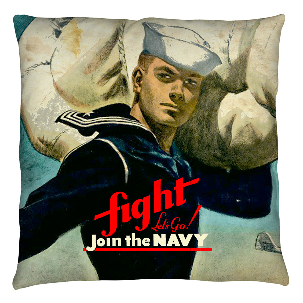 NAVY/FIGHT LETS GO - THROW PILLOW