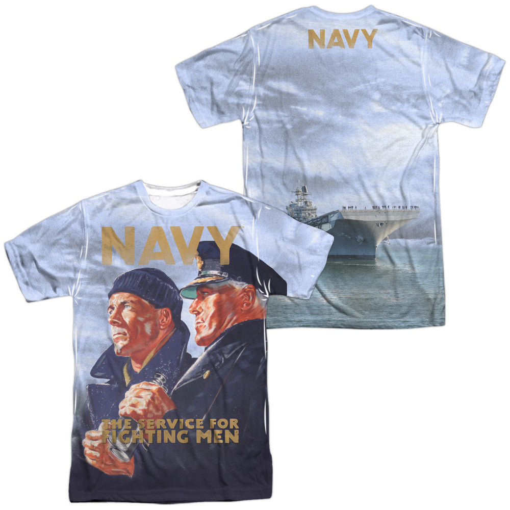 NAVY/LONG GAZE (FRONT/BACK PRINT) - S/S ADULT POLY CREW - MULTI