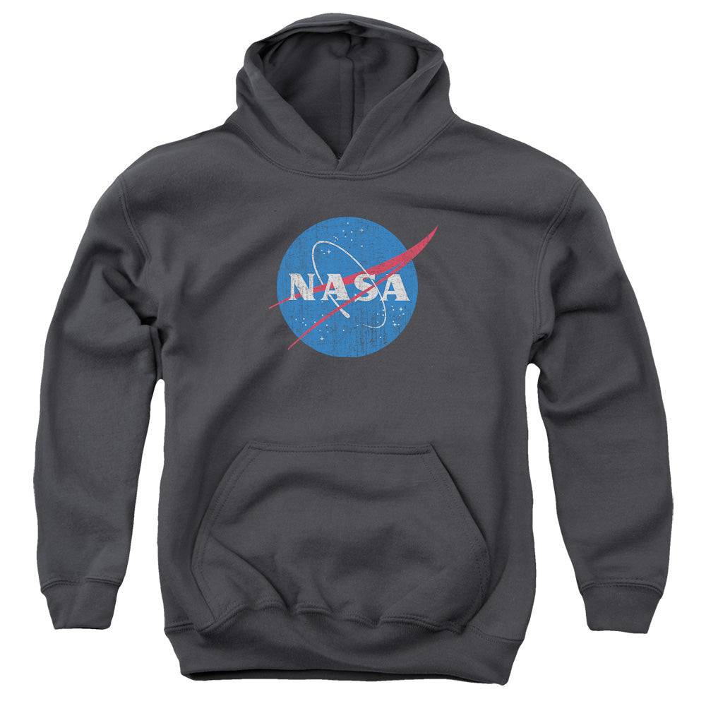 NASA/MEATBALL LOGO DISTRESSED - YOUTH PULLOVER HOODIE - CHARCOAL