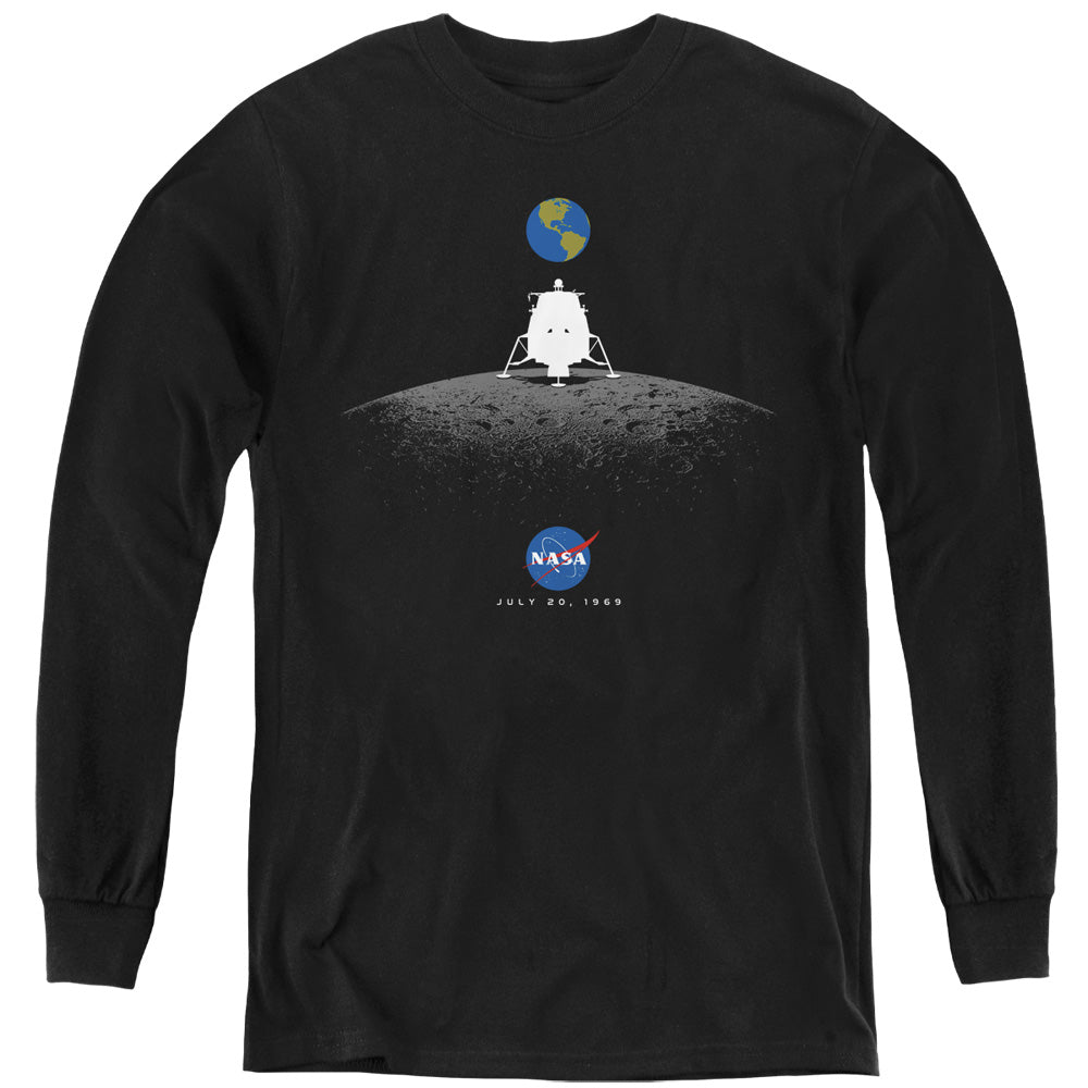NASA/MOON LANDING SIMPLE - YOUTH LONG SLEEVE TEE - BLACK