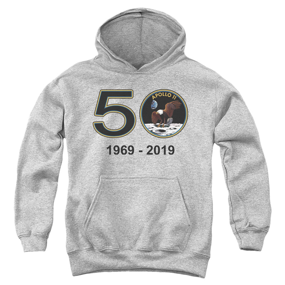 NASA/APOLLO 11 50TH - YOUTH PULLOVER HOODIE - ATHLETIC HEATHER