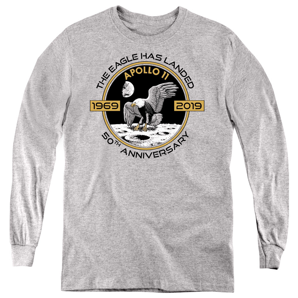 NASA/APOLLO CIRCLE 50TH - YOUTH LONG SLEEVE TEE - ATHLETIC HEATHER