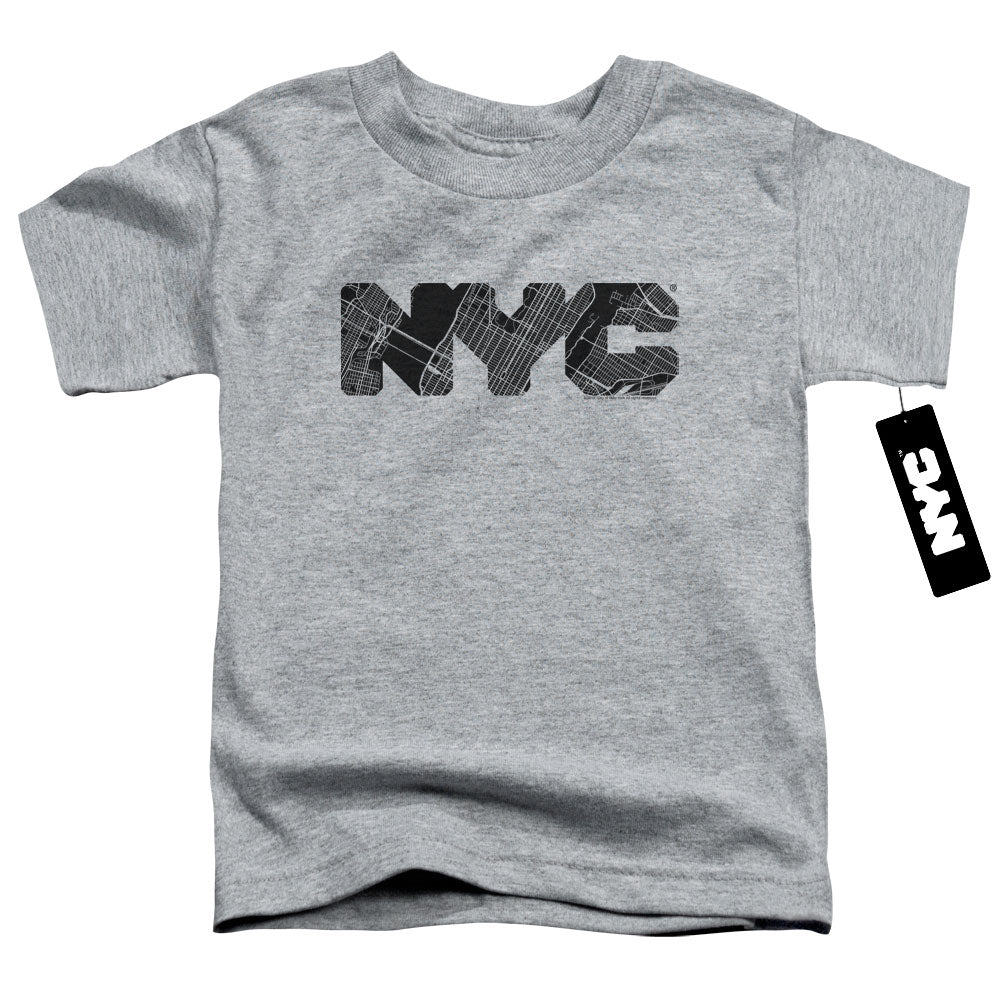 NEW YORK CITY/NYC MAP FILL - S/S TODDLER TEE - ATHLETIC HEATHER