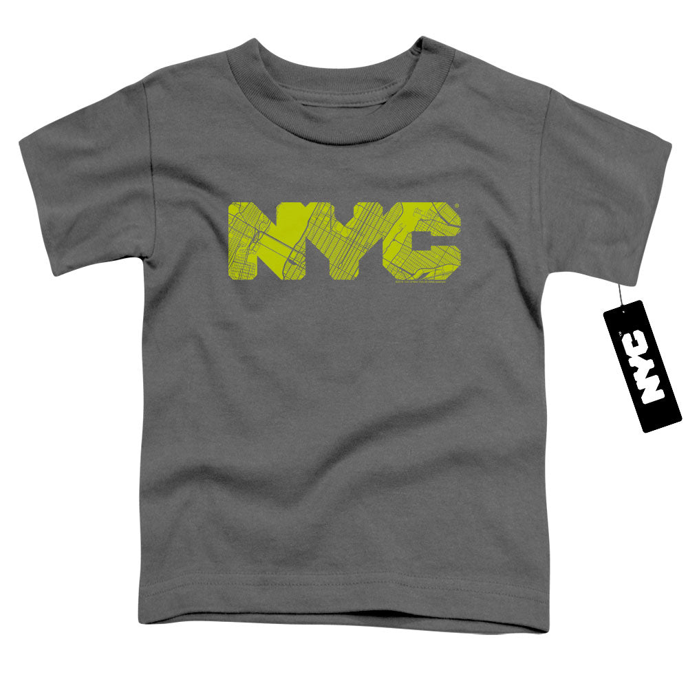 NEW YORK CITY/NYC MAP FILL - S/S TODDLER TEE - CHARCOAL