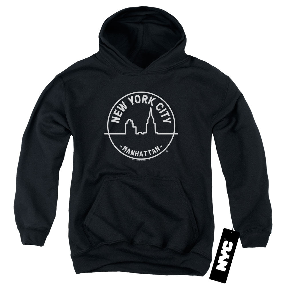 NEW YORK CITY/SEE NYC MANHATTAN - YOUTH PULLOVER HOODIE - BLACK