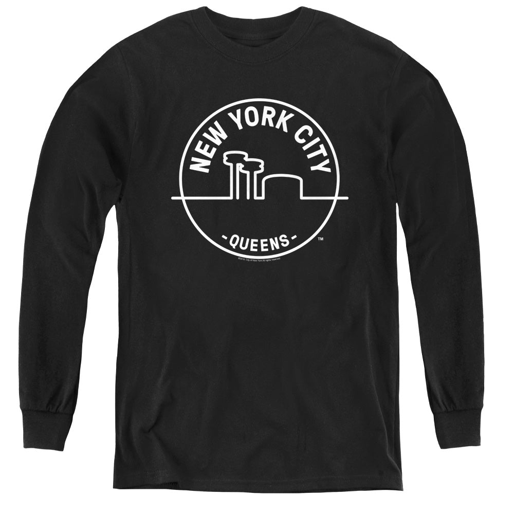 NEW YORK CITY/SEE NYC QUEENS - YOUTH LONG SLEEVE TEE - BLACK