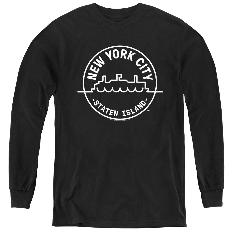NEW YORK CITY/SEE NYC STATEN ISLAND - YOUTH LONG SLEEVE TEE - BLACK