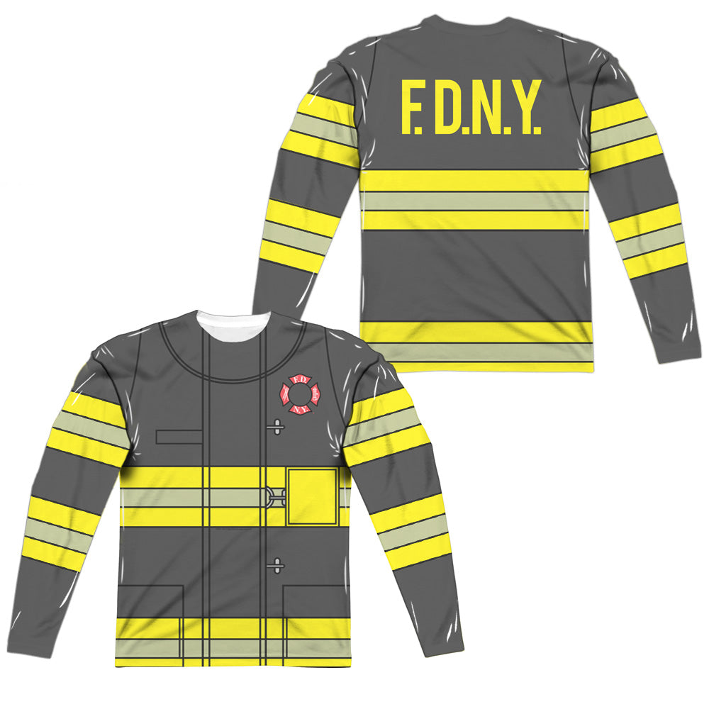 NEW YORK CITY/FIREFIGHTER UNIFORM (FRONT/BACK PRINT) - L/S ADULT POLY CREW  - MULTI