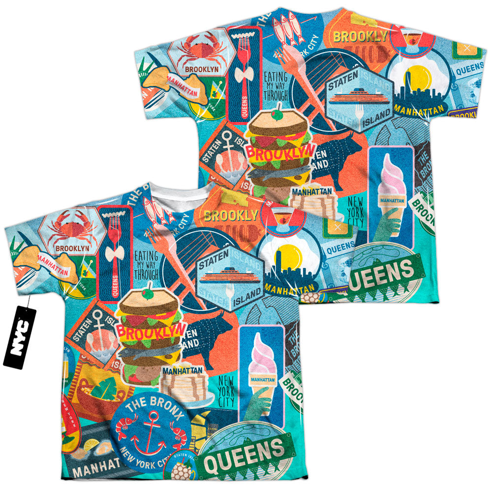 NEW YORK CITY/EATING NYC (FRONT/BACK PRINT) - S/S YOUTH POLY CREW - MULTI