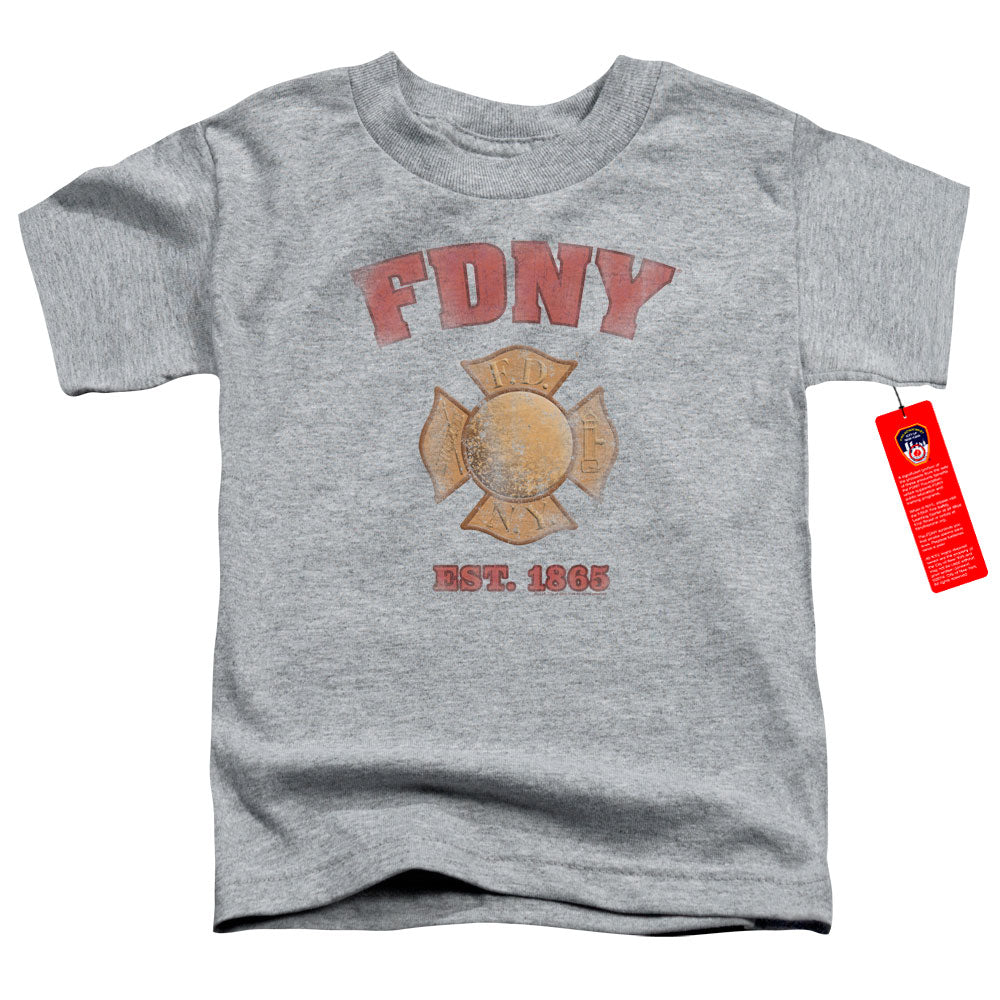 NEW YORK CITY/FDNY VINTAGE BADGE - S/S TODDLER TEE - ATHLETIC HEATHER