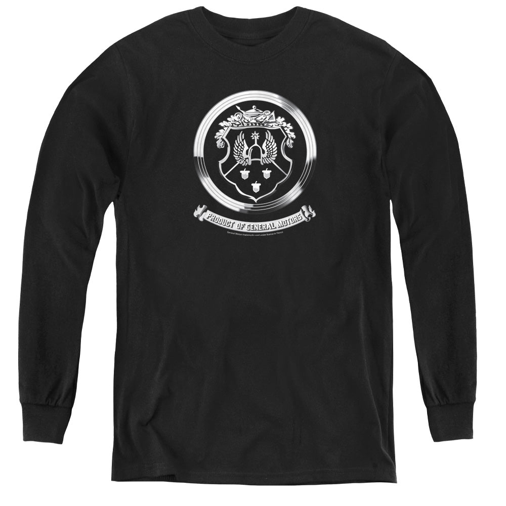 OLDSMOBILE/1930S CREST EMBLEM - YOUTH LONG SLEEVE TEE - BLACK
