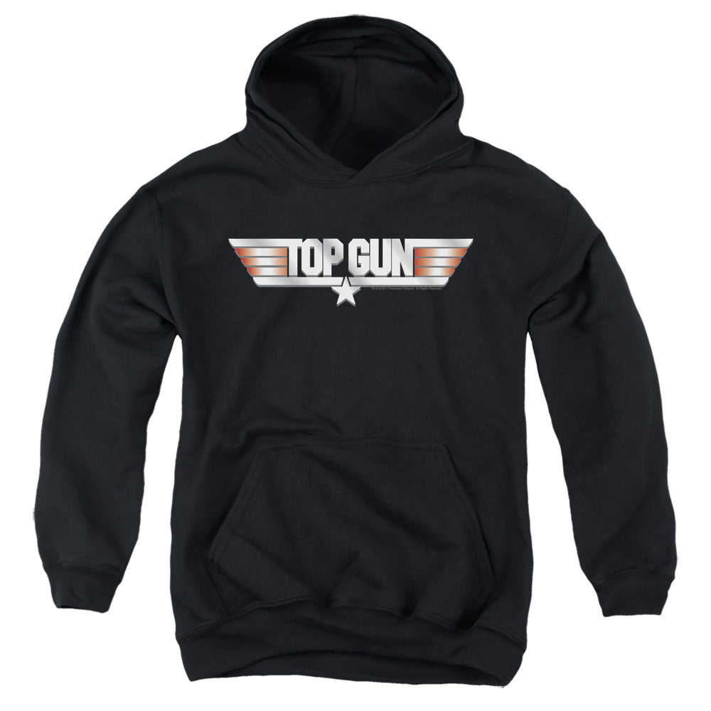 TOP GUN/LOGO - YOUTH PULLOVER HOODIE - BLACK