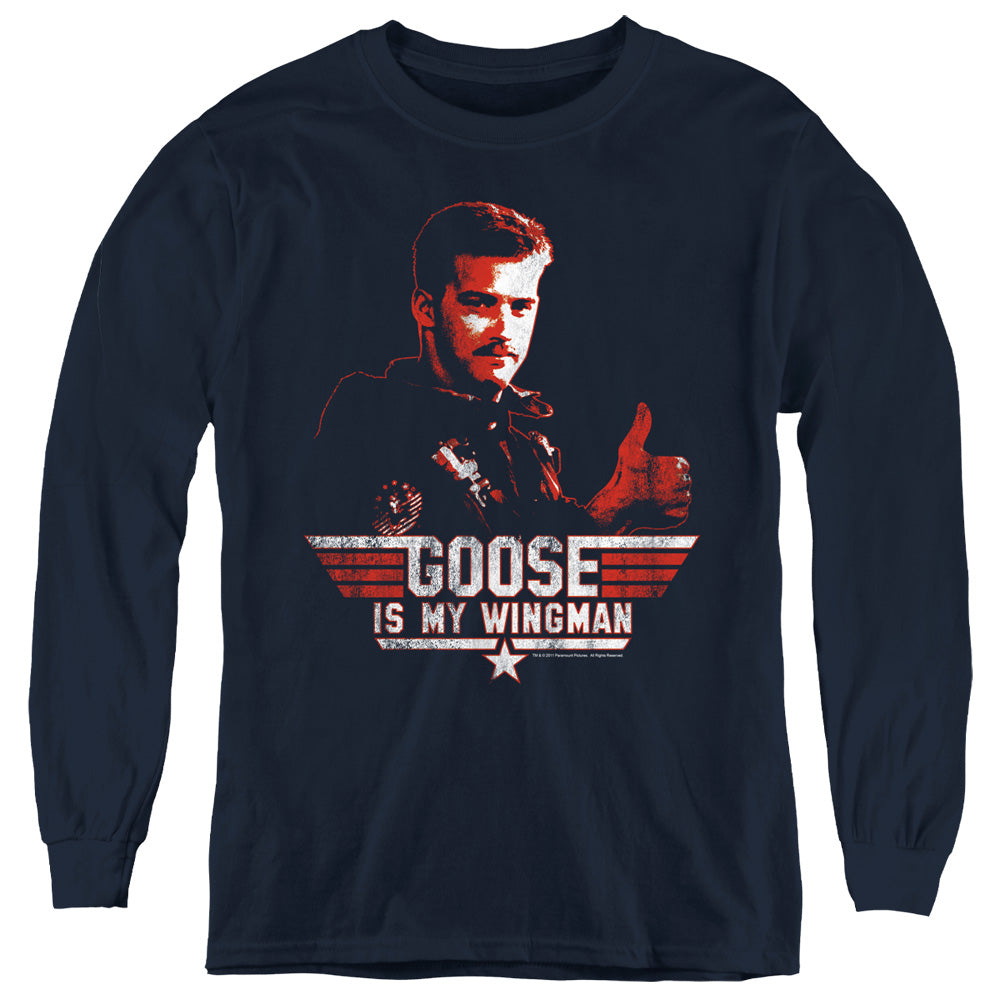 TOP GUN/WINGMAN GOOSE - YOUTH LONG SLEEVE TEE - NAVY
