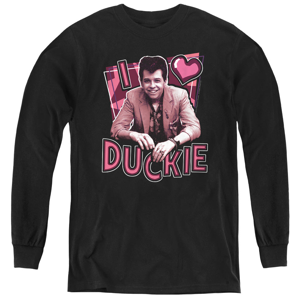 PRETTY IN PINK/I HEART DUCKIE - YOUTH LONG SLEEVE TEE - BLACK