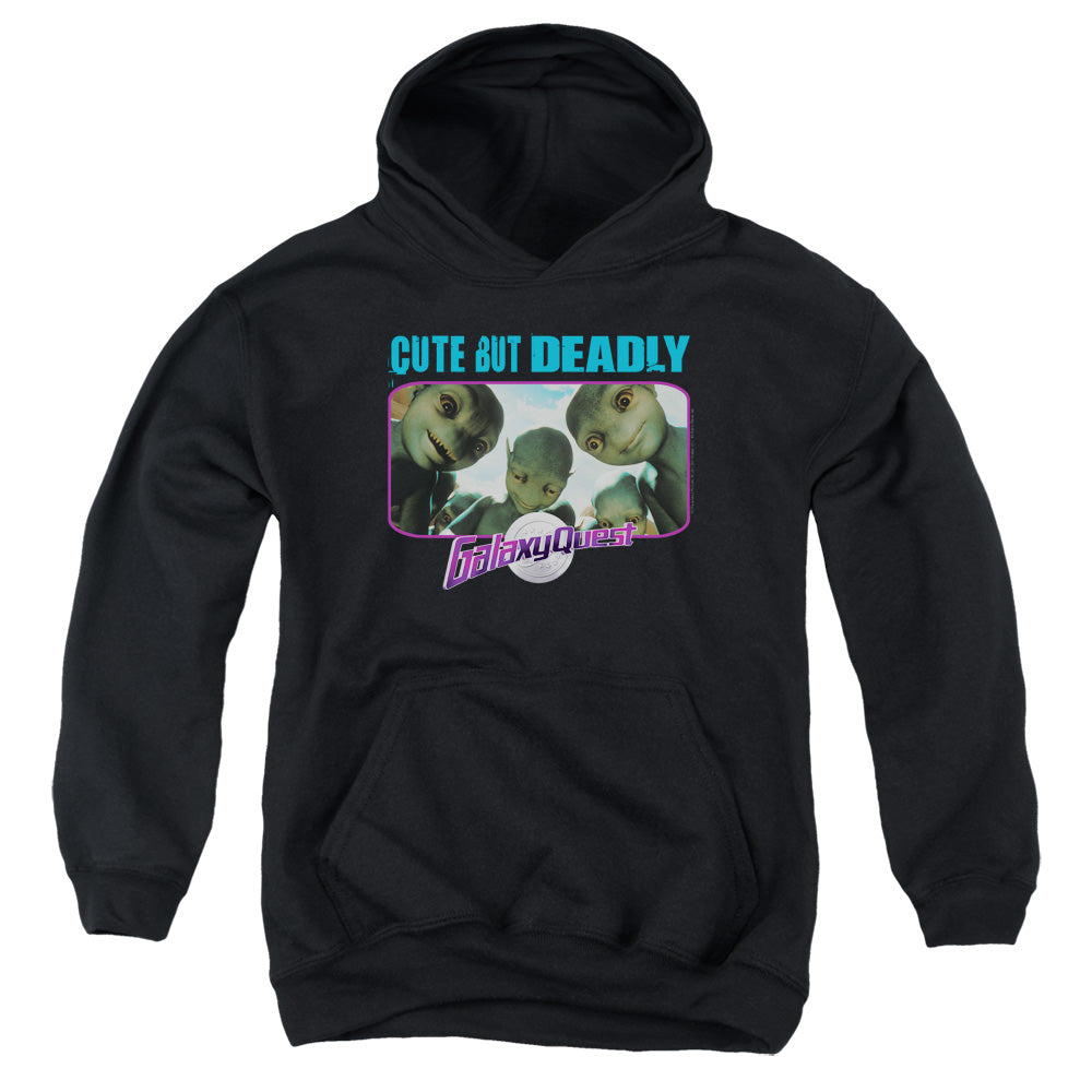 GALAXY QUEST/CUTE BUT DEADLY - YOUTH PULLOVER HOODIE - BLACK