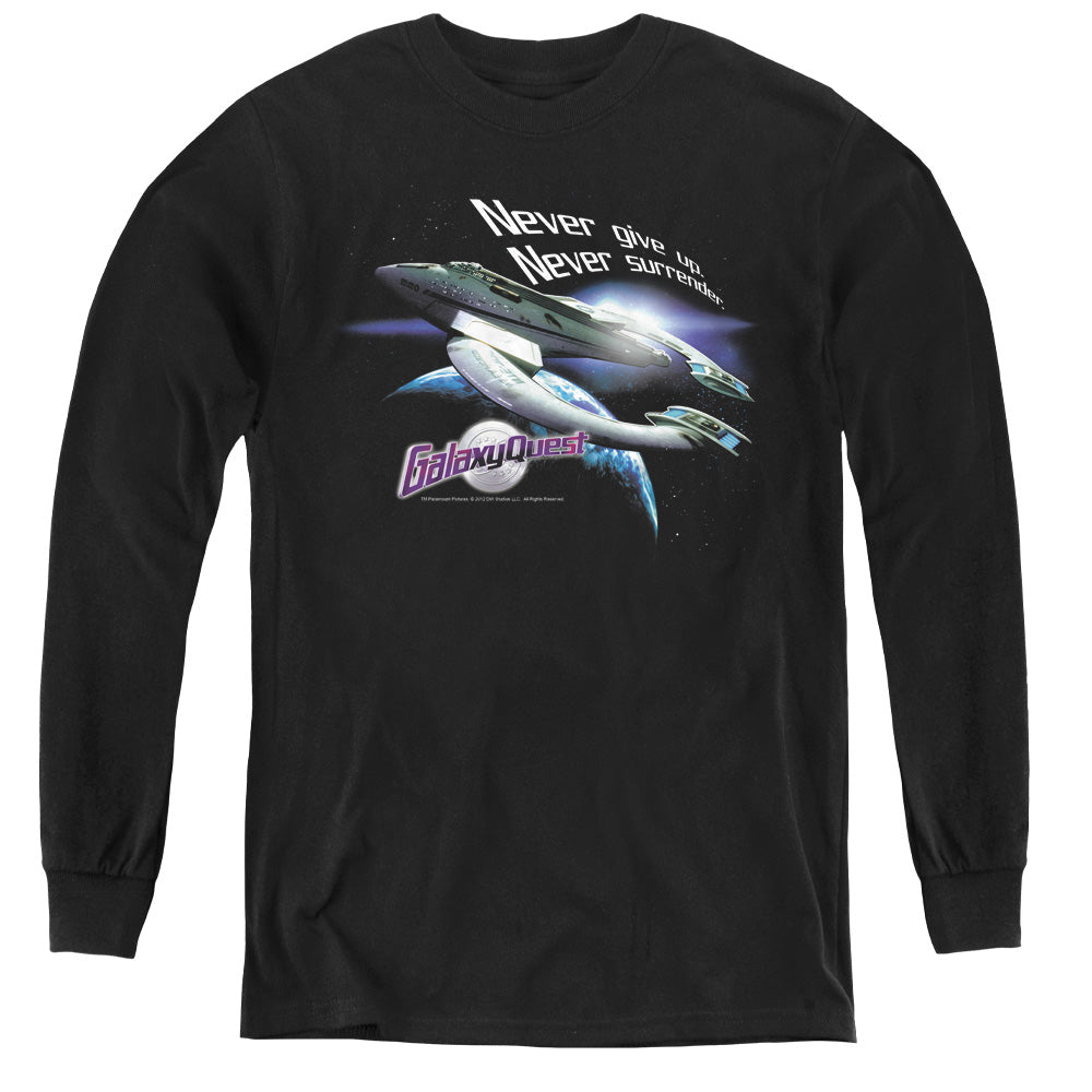 GALAXY QUEST/NEVER SURRENDER - YOUTH LONG SLEEVE TEE - BLACK
