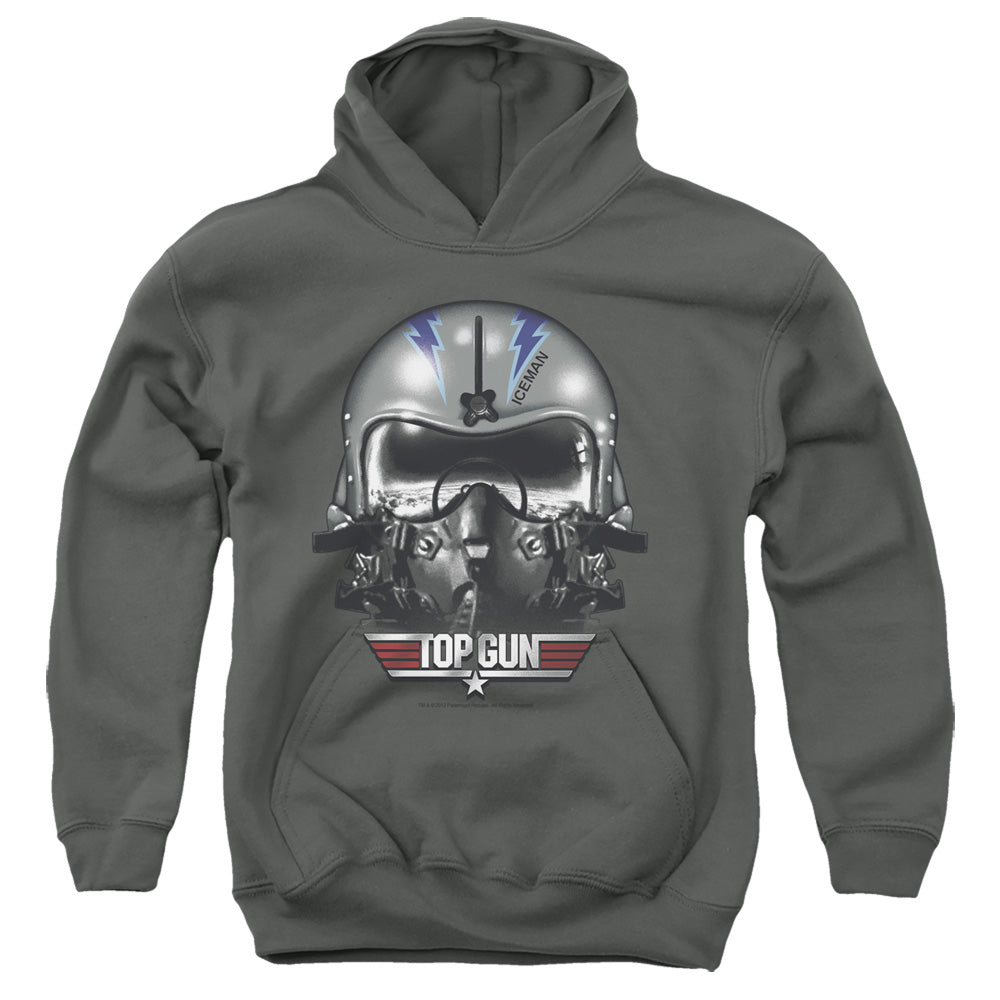 TOP GUN/ICEMAN HELMET - YOUTH PULLOVER HOODIE - CHARCOAL