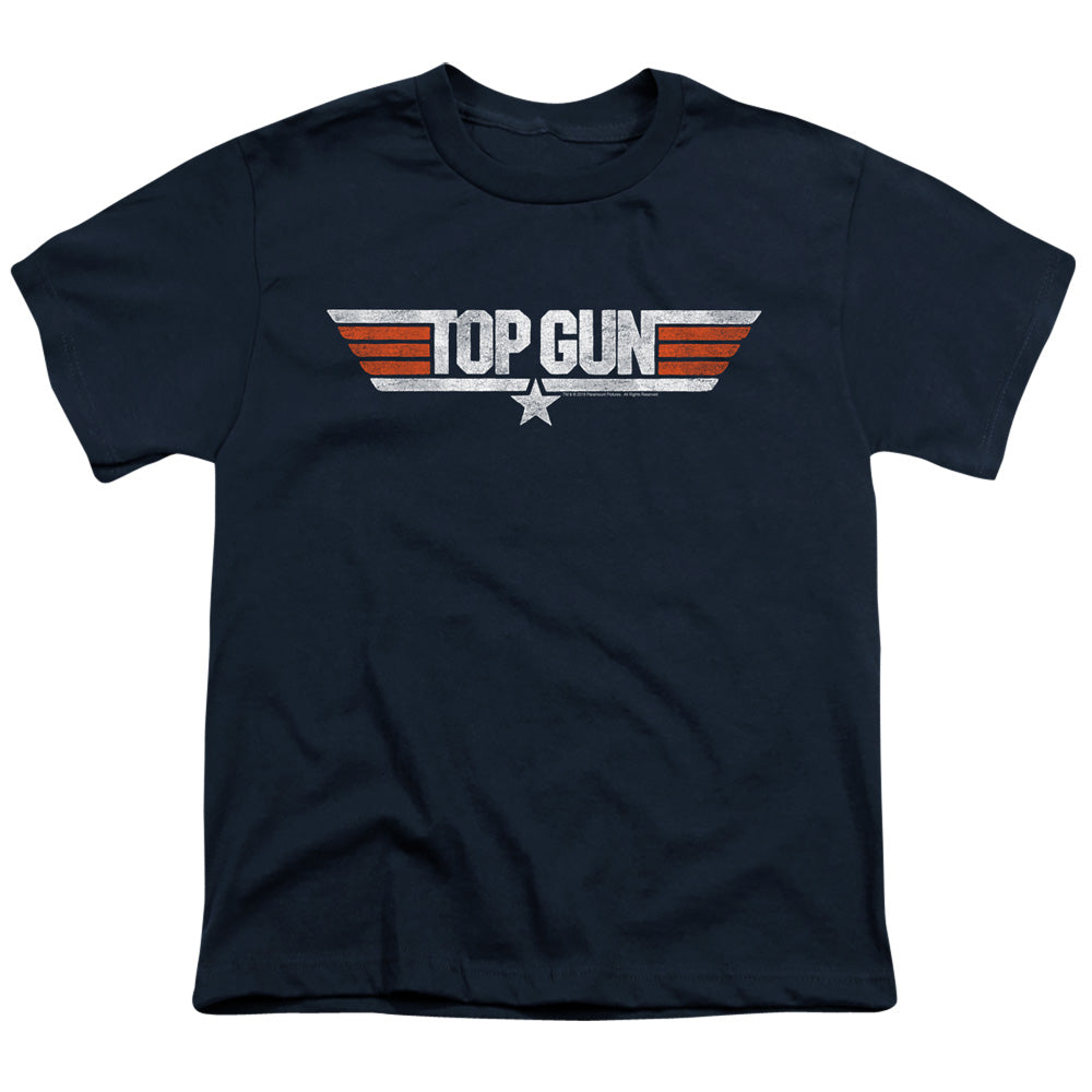 TOP GUN/DISTRESSED LOGO - S/S YOUTH 18/1 - NAVY