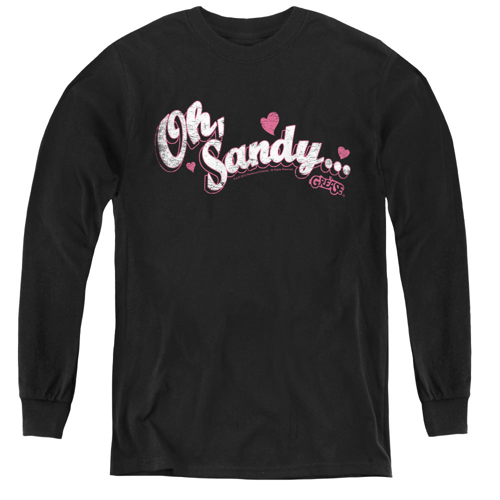 GREASE/OH SANDY - YOUTH LONG SLEEVE TEE - BLACK