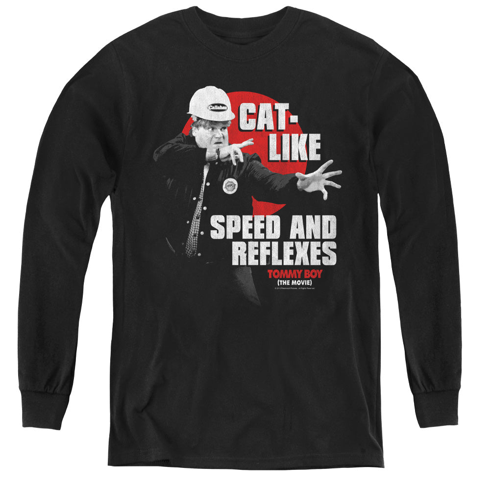 TOMMY BOY/CAT LIKE - YOUTH LONG SLEEVE TEE - BLACK