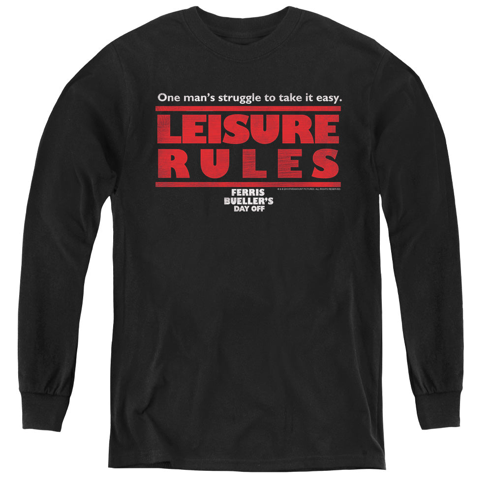 FERRIS BUELLER/LEISURE RULES - YOUTH LONG SLEEVE TEE - BLACK