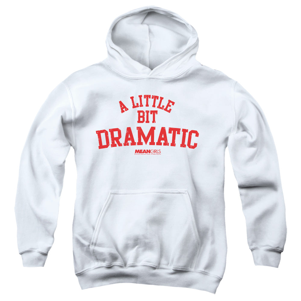 MEAN GIRLS/DRAMATIC - YOUTH PULLOVER HOODIE - WHITE