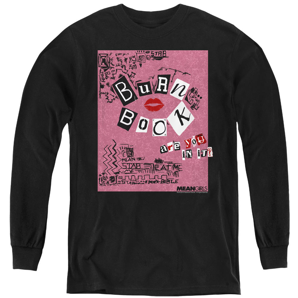 MEAN GIRLS/BURN BOOK - YOUTH LONG SLEEVE TEE - BLACK