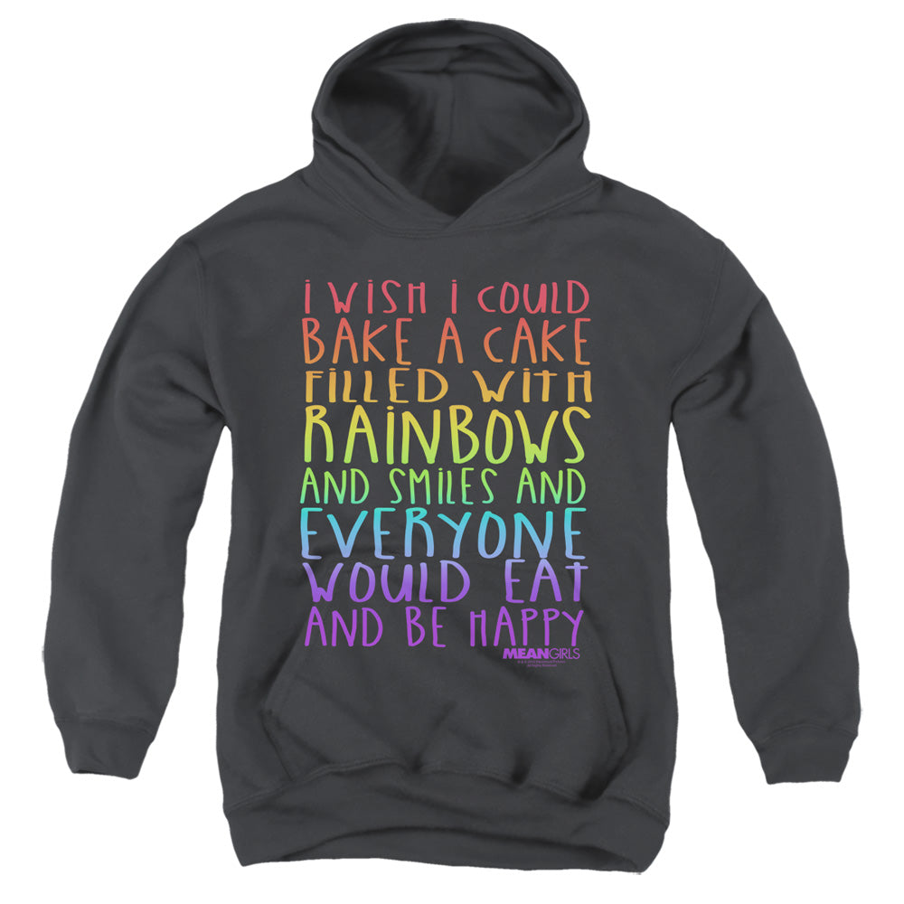 MEAN GIRLS/RAINBOWS AND CAKE - YOUTH PULLOVER HOODIE - BLACK