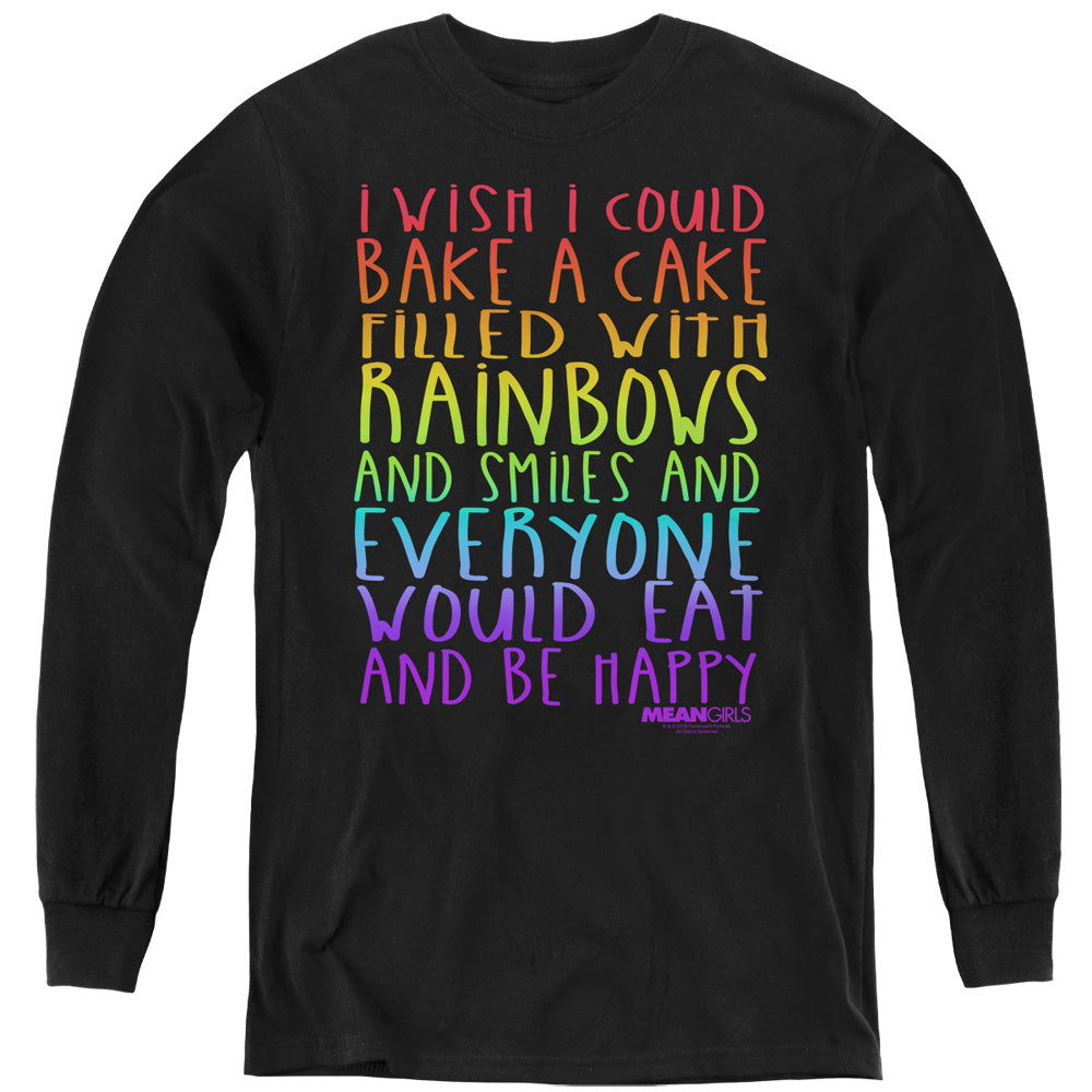 MEAN GIRLS/RAINBOWS AND CAKE - YOUTH LONG SLEEVE TEE - BLACK