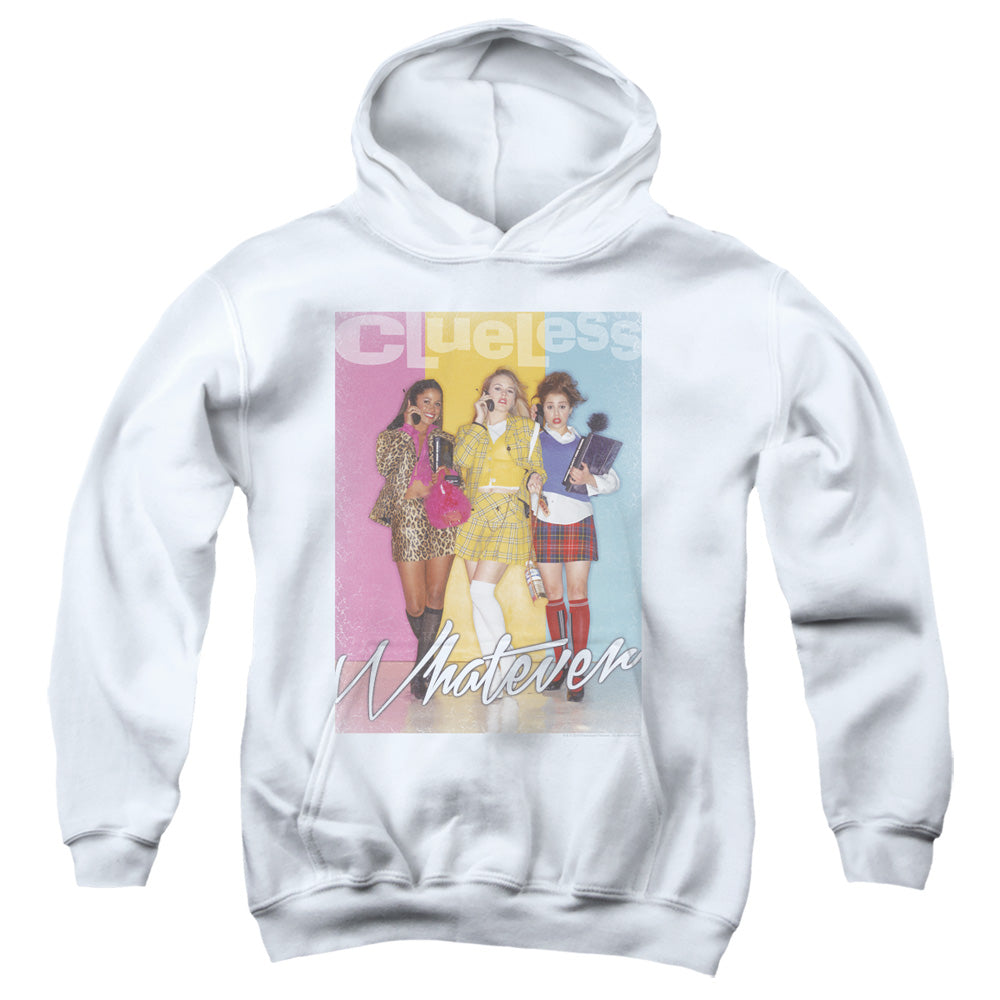 CLUELESS/WHATEVER - YOUTH PULLOVER HOODIE - WHITE
