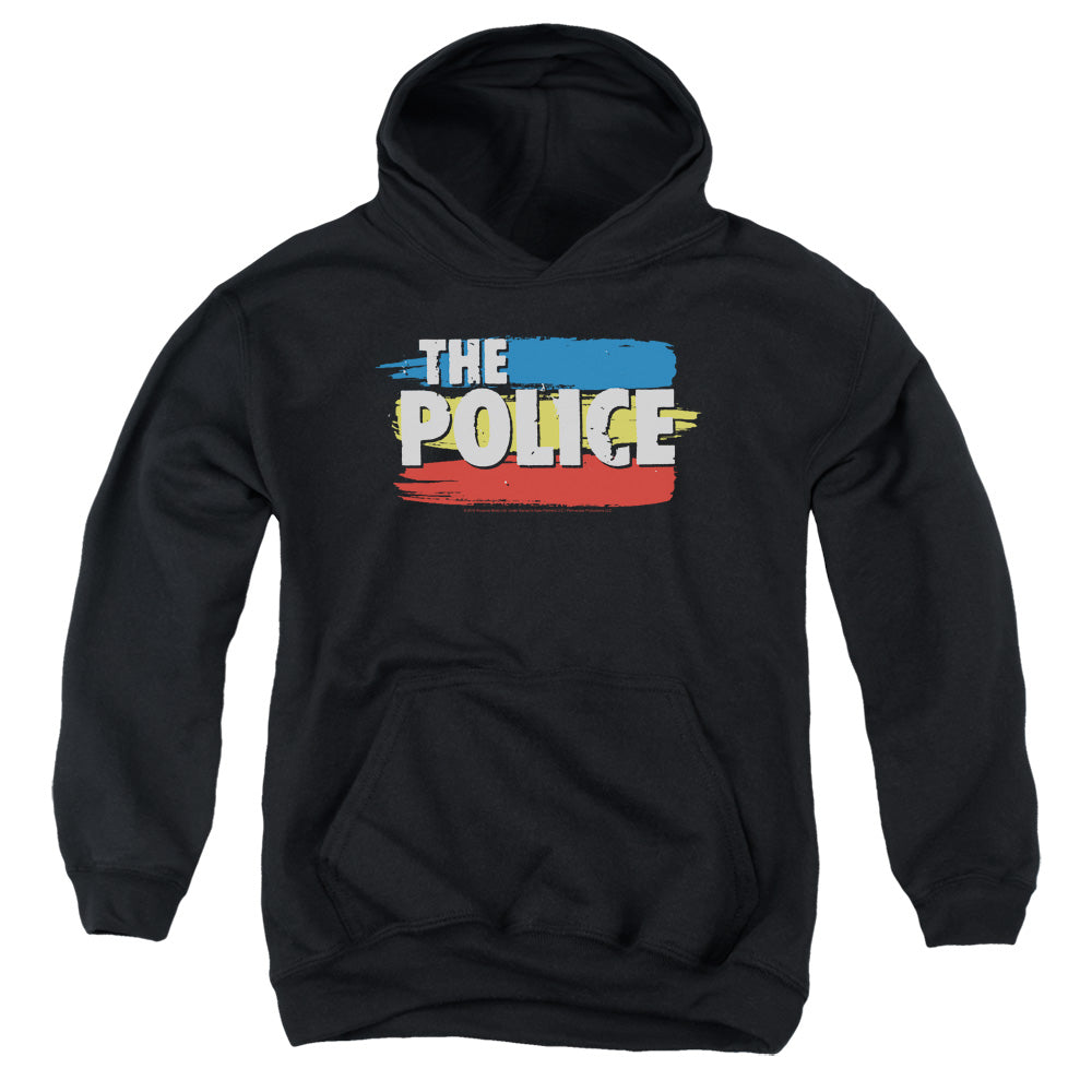 THE POLICE/THREE STRIPES LOGO - YOUTH PULLOVER HOODIE - BLACK