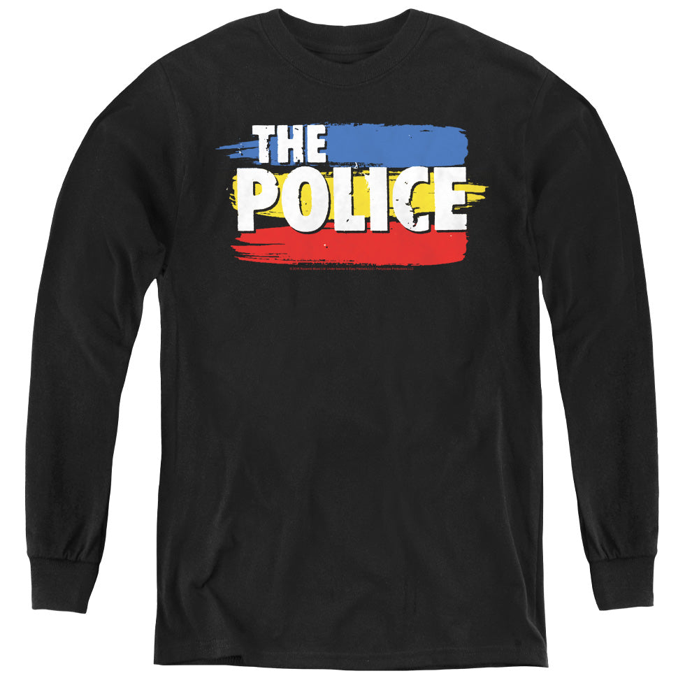 THE POLICE/THREE STRIPES LOGO - YOUTH LONG SLEEVE TEE - BLACK