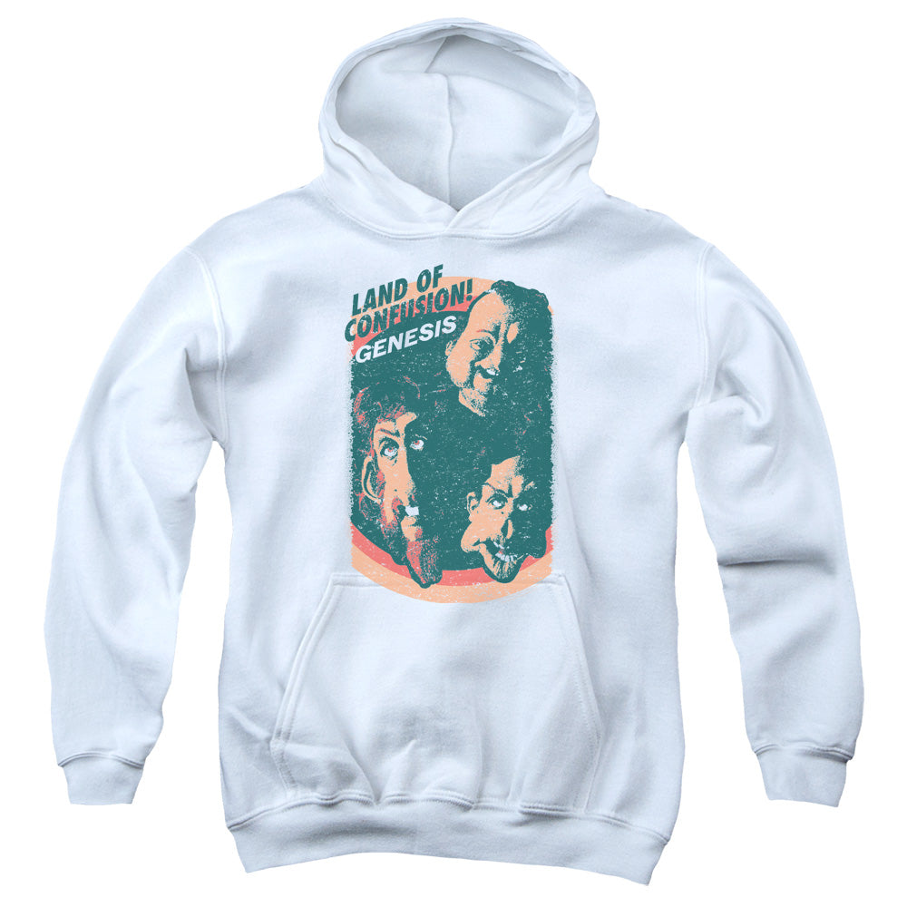 GENESIS/LAND OF CONFUSION - YOUTH PULLOVER HOODIE - WHITE