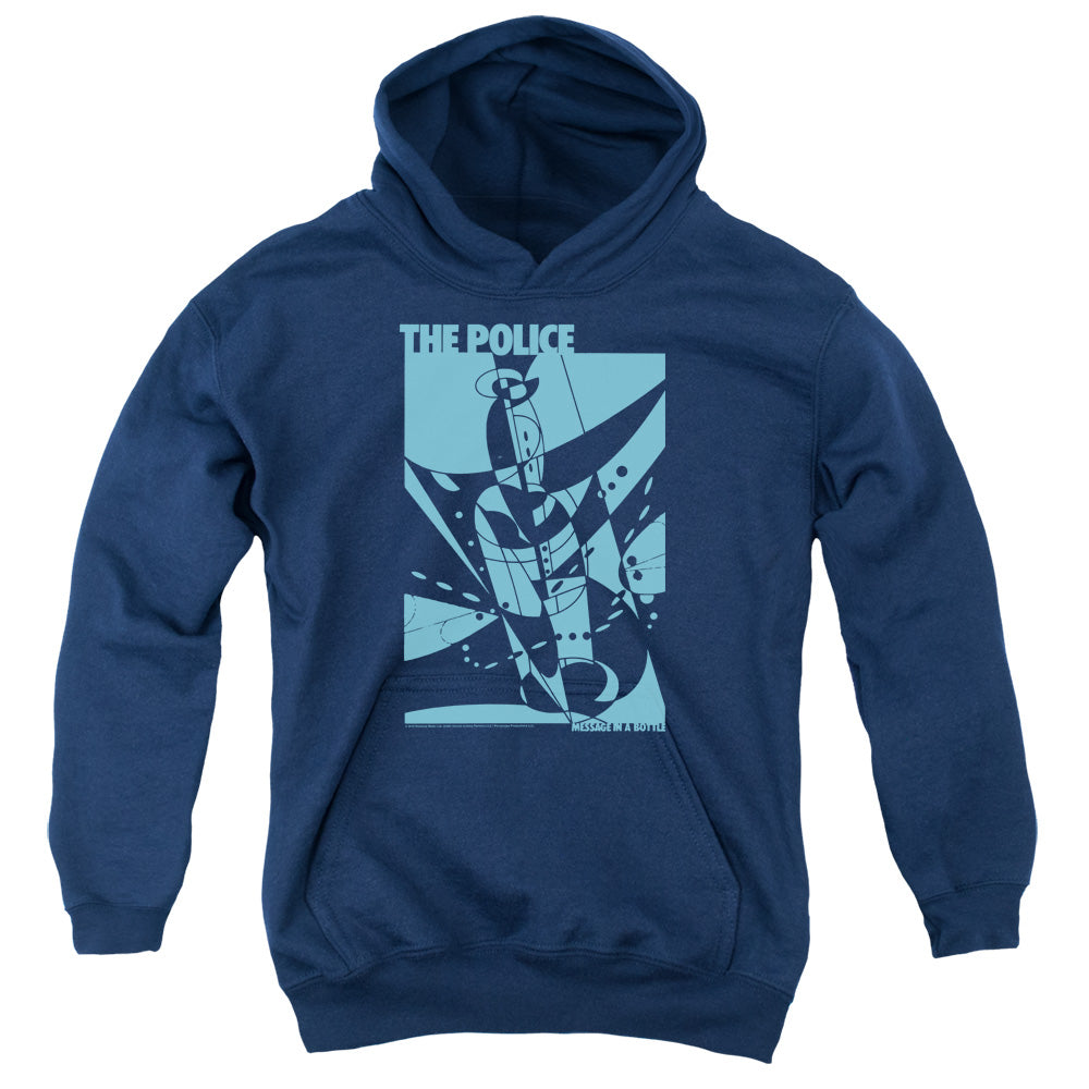 THE POLICE/MESSAGE IN A BOTTLE - YOUTH PULLOVER HOODIE - NAVY