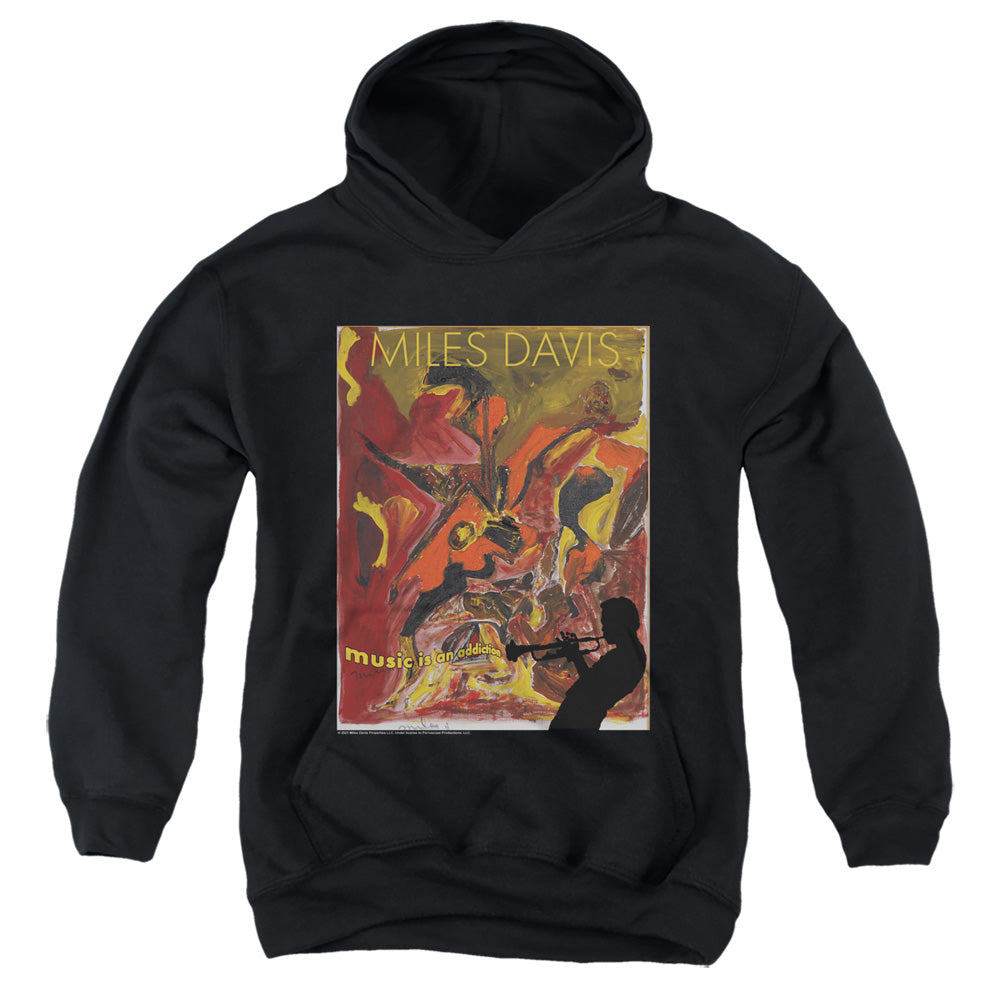 MILES DAVIS/MUSIC IS AN ADDICTION - YOUTH PULLOVER HOODIE - BLACK
