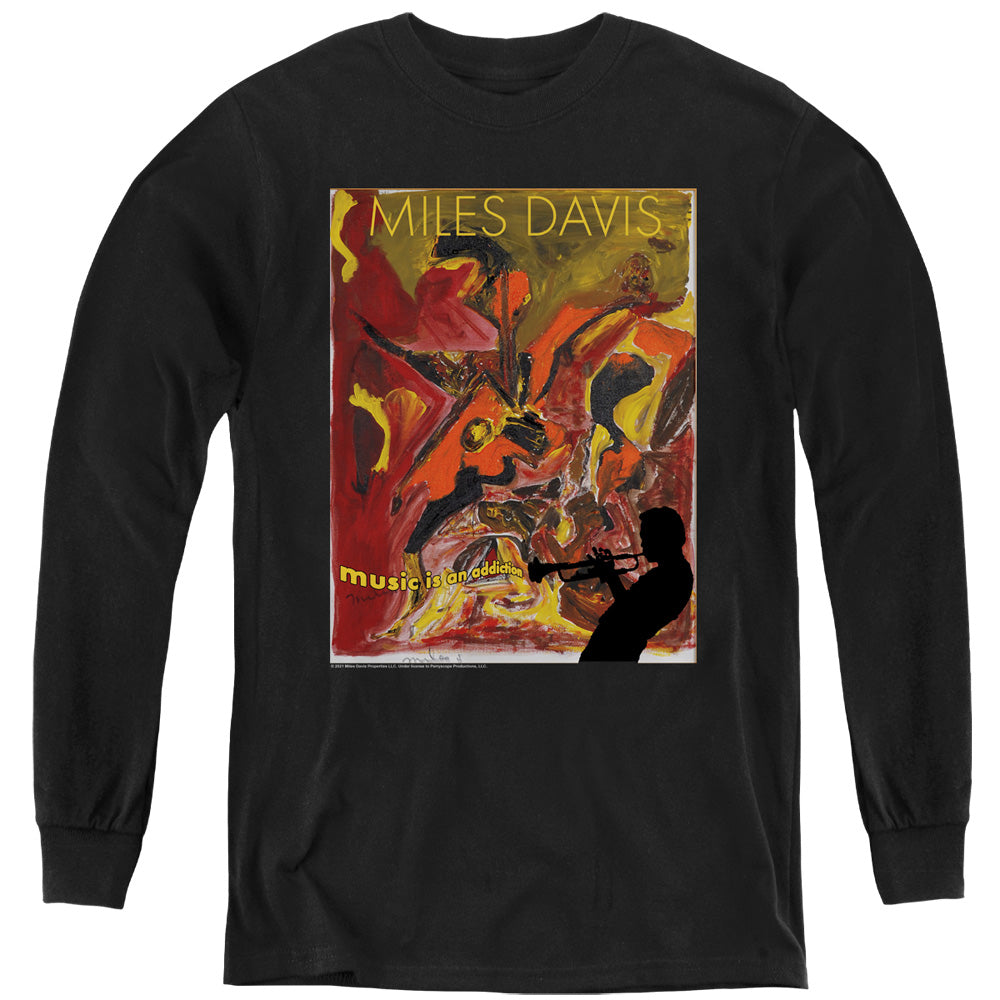 MILES DAVIS/MUSIC IS AN ADDICTION - YOUTH LONG SLEEVE TEE - BLACK