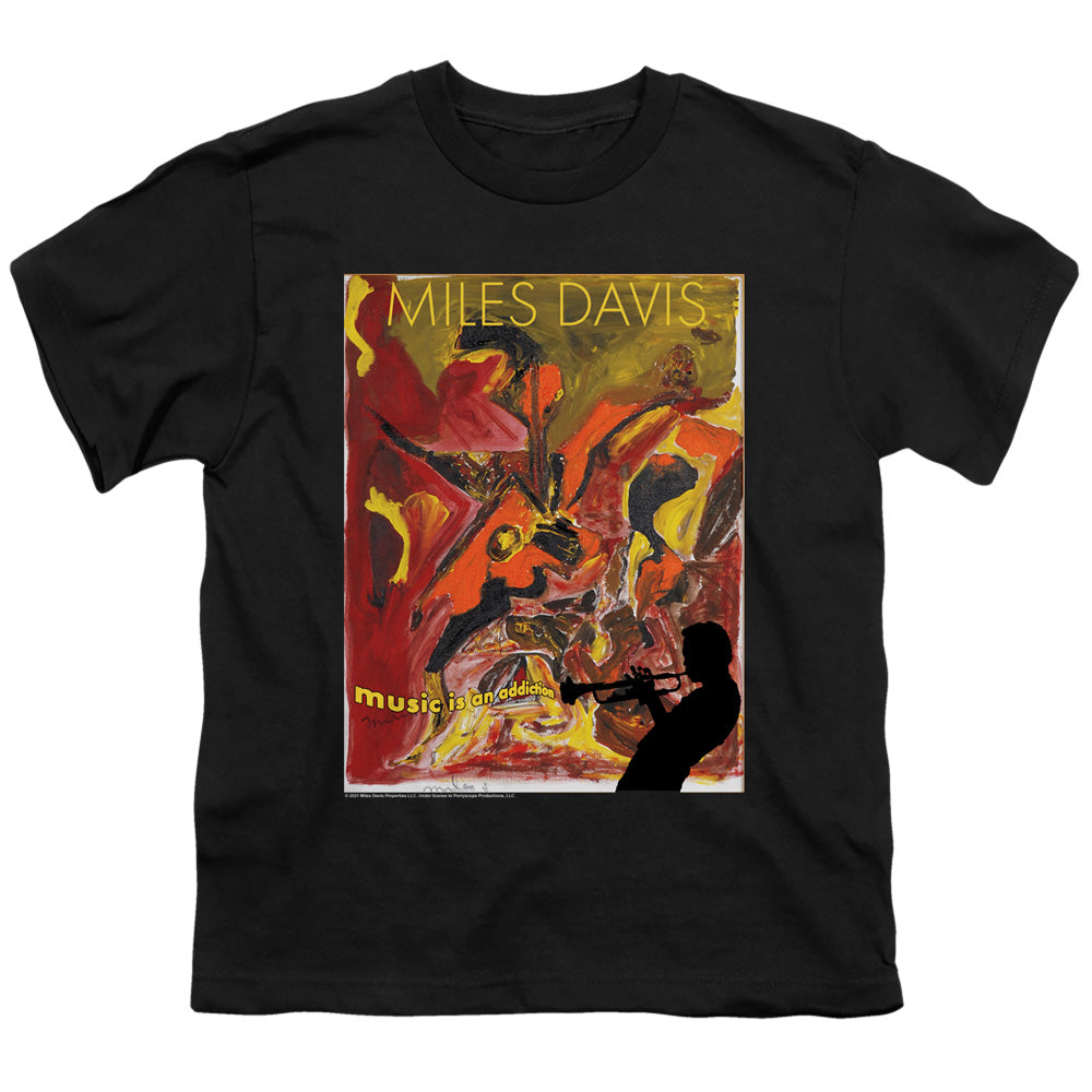 MILES DAVIS/MUSIC IS AN ADDICTION - S/S YOUTH 18/1 - BLACK