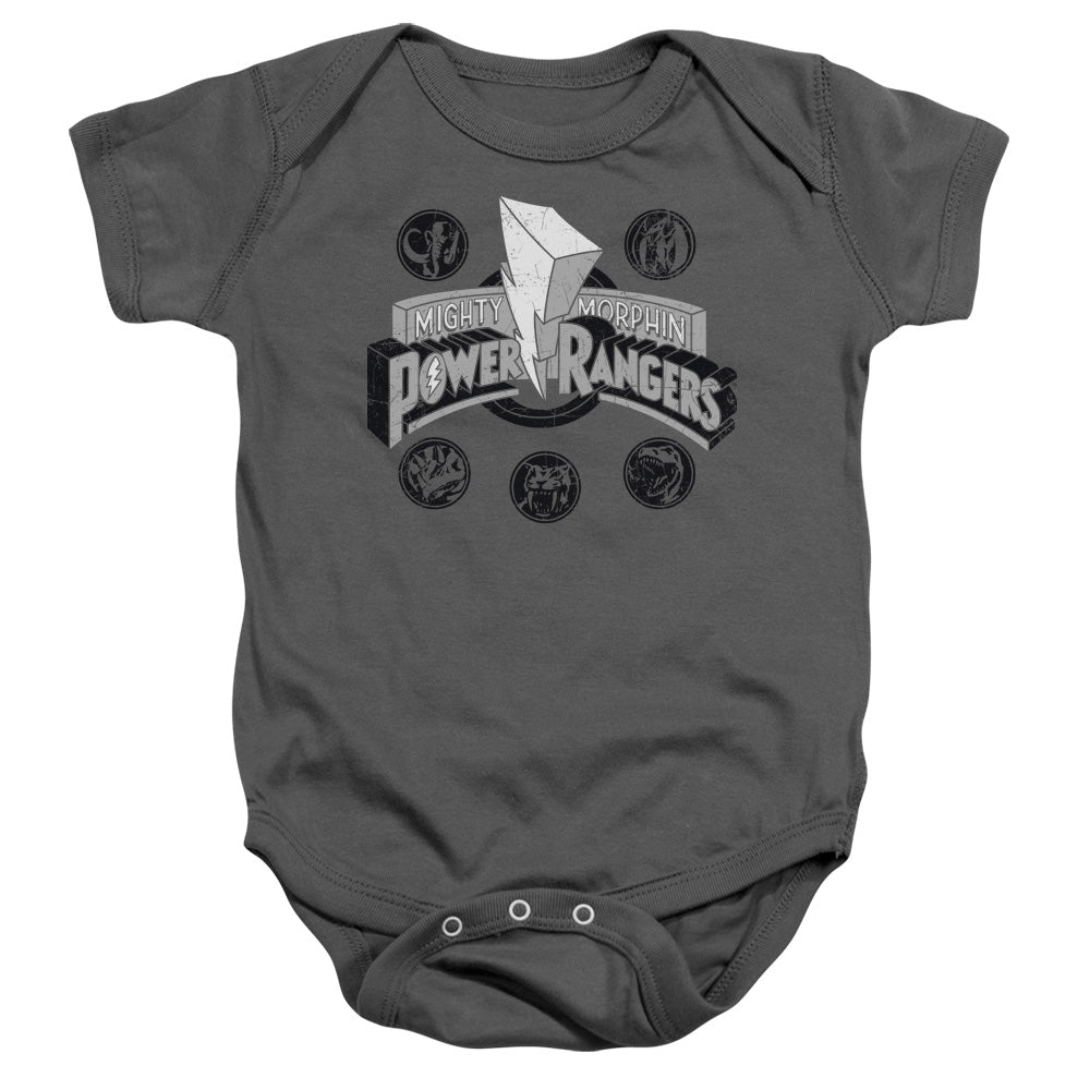 POWER RANGERS/POWER COINS - INFANT SNAPSUIT - CHARCOAL