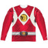 POWER RANGERS/RED RANGER EMBLEM (FRONT/BACK PRINT) - L/S ADULT POLY CREW  - MULTI