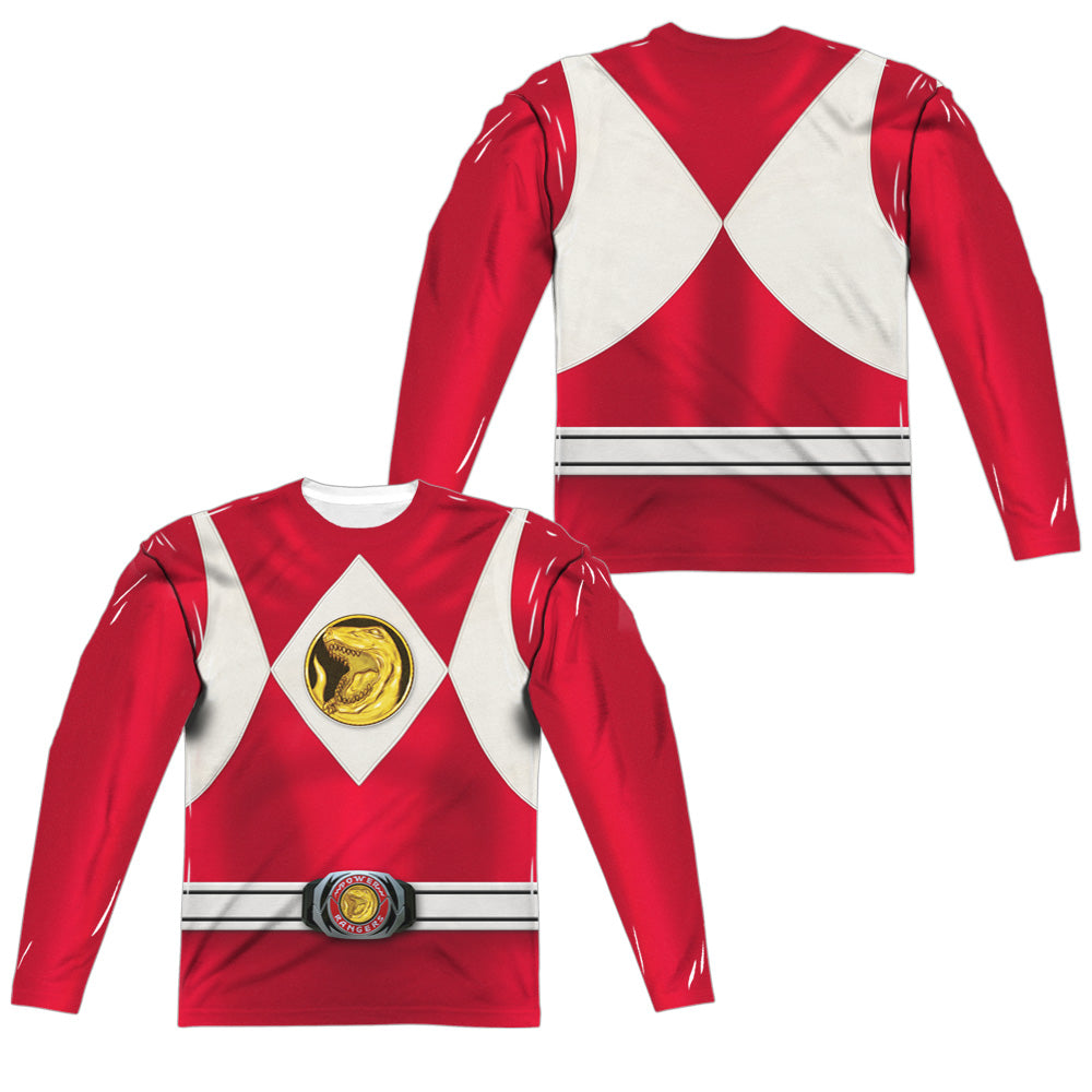 POWER RANGERS/RED RANGER EMBLEM (FRONT/BACK PRINT) - L/S ADULT POLY CREW  - MULTI
