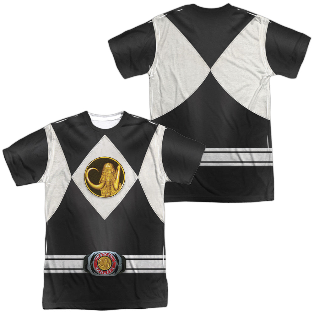 POWER RANGERS/BLACK RANGER UNIFORM (FRONT/BACK PRINT) - S/S ADULT POLY CREW - MULTI