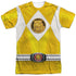 POWER RANGERS/YELLOW RANGER EMBLEM (FRONT/BACK PRINT) - S/S ADULT POLY CREW - MULTI