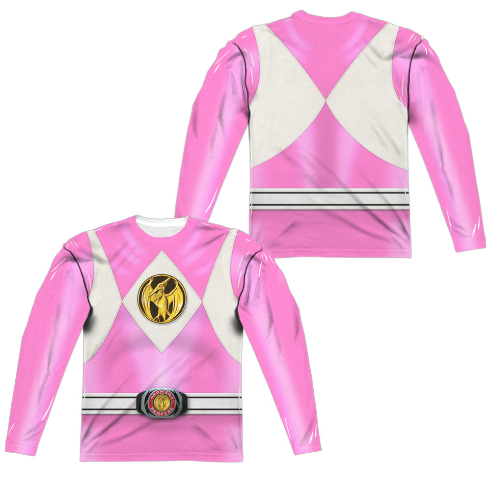 POWER RANGERS/PINK RANGER EMBLEM (FRONT/BACK PRINT) - L/S ADULT POLY CREW  - MULTI