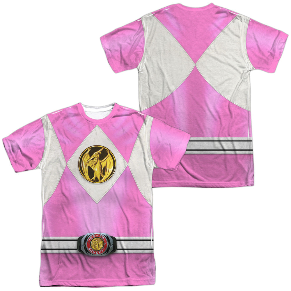 POWER RANGERS/PINK RANGER EMBLEM (FRONT/BACK PRINT) - S/S ADULT POLY CREW - MULTI