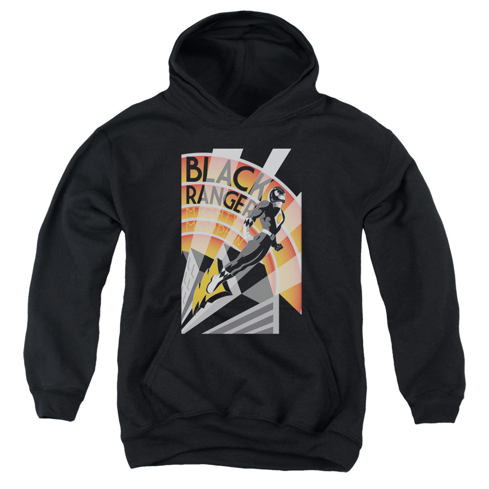 POWER RANGERS/BLACK RANGER DECO - YOUTH PULLOVER HOODIE - BLACK