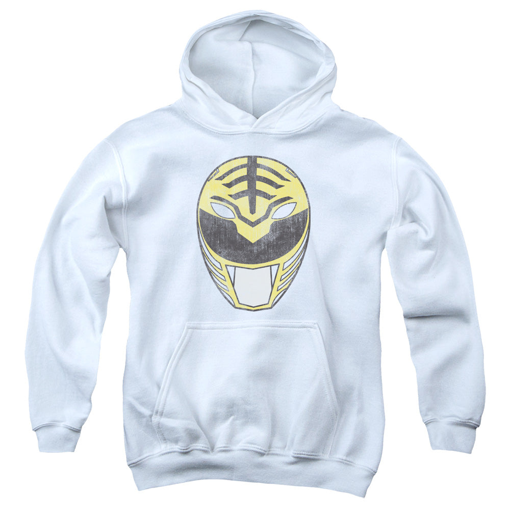 POWER RANGERS/WHITE RANGER MASK - YOUTH PULLOVER HOODIE - WHITE