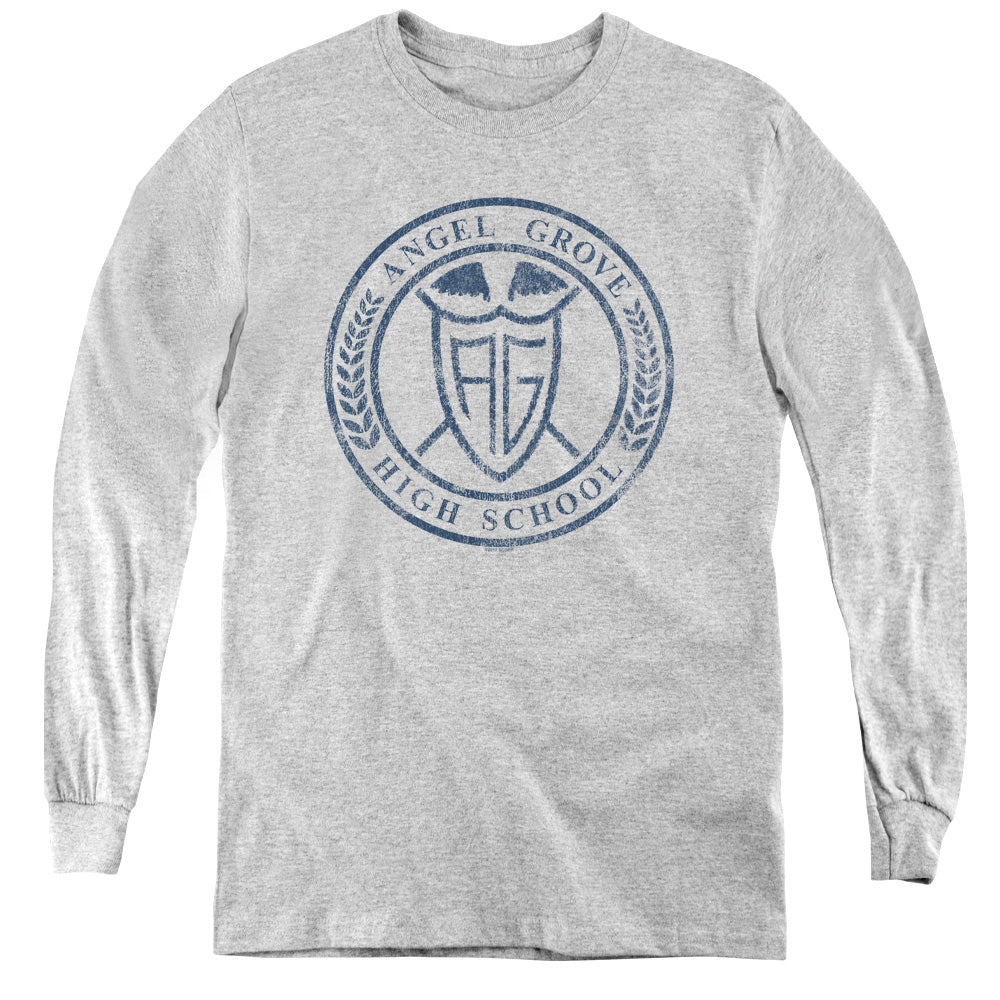 POWER RANGERS/ANGEL GROVE HS - YOUTH LONG SLEEVE TEE - ATHLETIC HEATHER